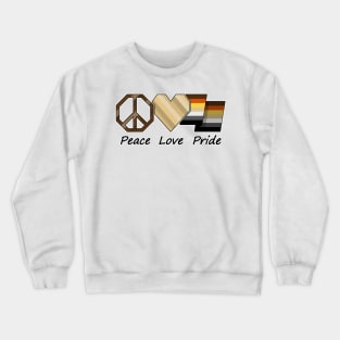 Peace, Love, and Pride design in Gay Bear pride flag colors Crewneck Sweatshirt